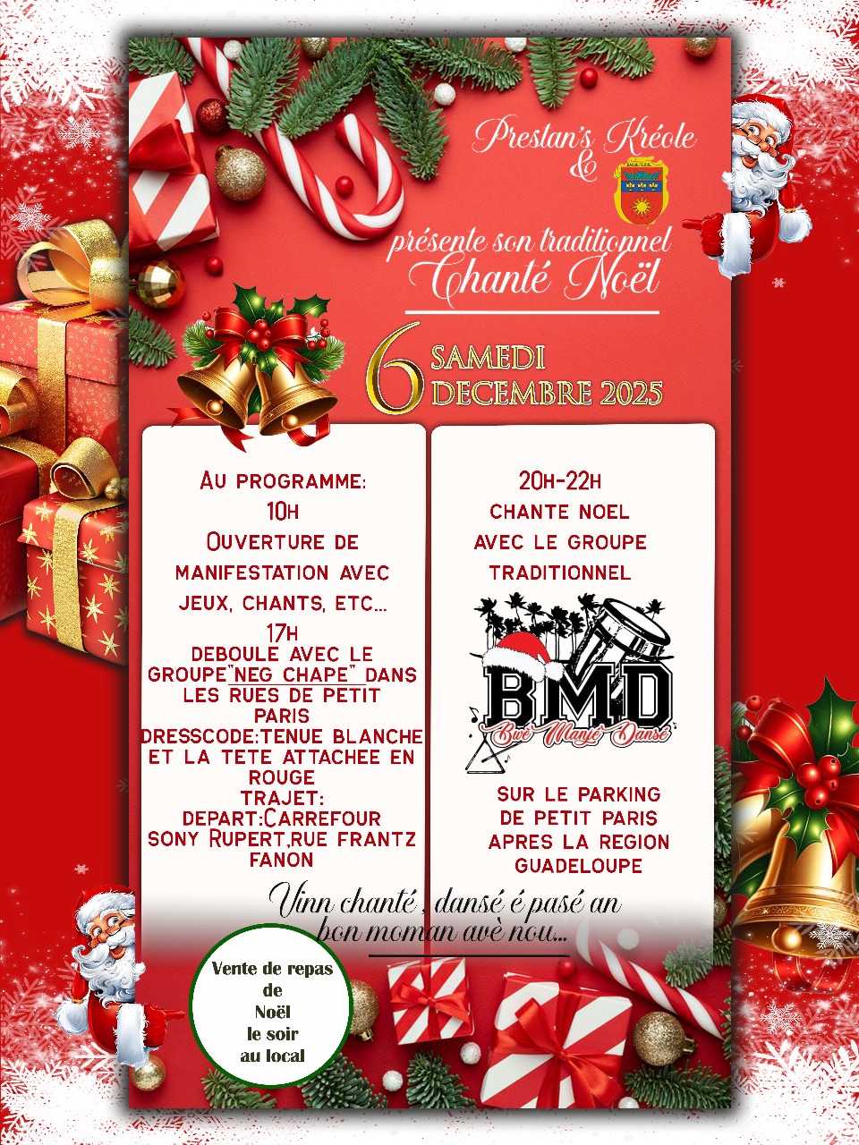 Chanté Nwel (Noël) le Samedi 6 Décembre 2025